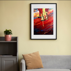 Divine Temple Bells Abstract Framed Wall Art